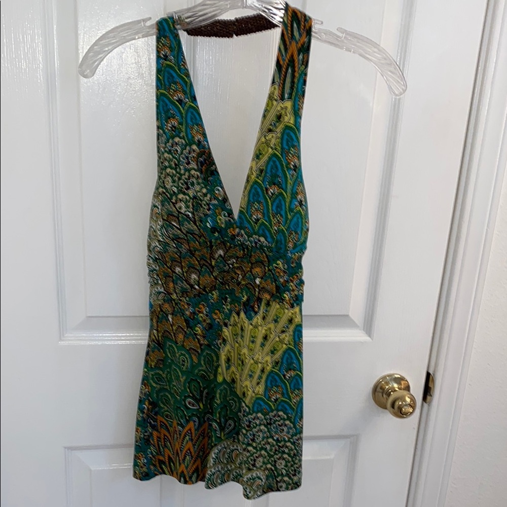 Vintage forever 21 Multicolor beaded neck halter V-Neck Top